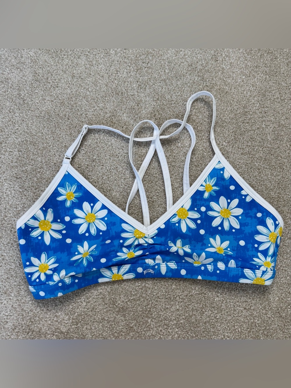Kill Crew Blue Daisy Print Strappy Sports Bra xl